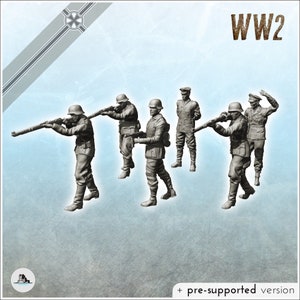 Squad of German soldiers with Kar 38k Mauser or MP38 - STL 3D Printing WW2 WWII Front Second World War German Germany Axis Bolt Action
