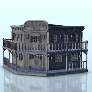 Wild West corner saloon + interior 33 - STL 3D Printing