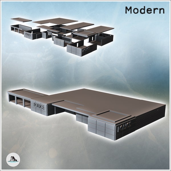 Poste de police moderne avec entrée sous avent et ga - STL Impression 3D Imprimante Froide Conflit Troisième Guerre Mondiale Invasion Europe