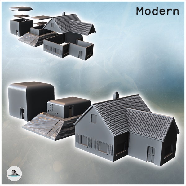 Modern House & Bunker Set for Fortified Defense ( - STL 3D Printing Printer Miniatures Tabletop Cold Era Modern Warfare Conflict World War 3