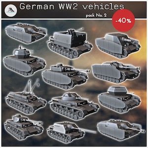 PACK German WW2 vehicles No. 2 Panzer IV and variants - STL 3D Printing World War Two Second German tank Germany Konlfikt 47