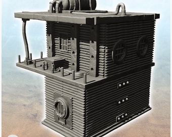 Tin building with roof generator and rounded windows (9) - Scenery BattleTech MechWarrior Scifi Science fiction SF 40k Grimdark