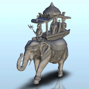 Elephant with howdah - STL 3D Printing Asian Japan Pacific terrain figure Bolt Action Pagoda Katanas Samurai