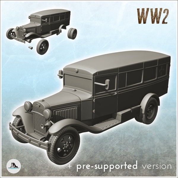 GAZ-55 camion médical - STL Impression 3D Deuxième Guerre Mondiale URSS Soviétique chars Konlfikt 47