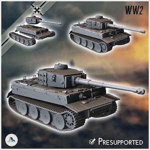 Panzer VI Tiger Ausf. E 1942 (early) - STL 3D Printing World War Two Second German tank Germany Konlfikt 47