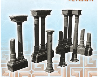 Set of ruined antique columns (1) - STL 3D Model Printing Ancient Classic Old Archaic Historical