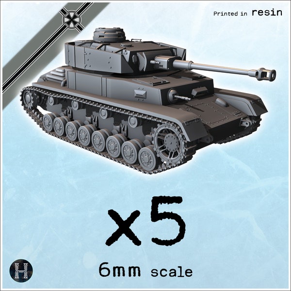 Panzer IV Ausf. G with hydrostatic transmission (prototype) x5 - Resin 6mm 1:280 Tabletop Vehicle World War II Germany Axis WW2 Tank Micro A