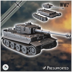 Panzer VI Tiger Ausf. E 1944 (late) - STL 3D Printing World War Two Second German tank Germany Konlfikt 47