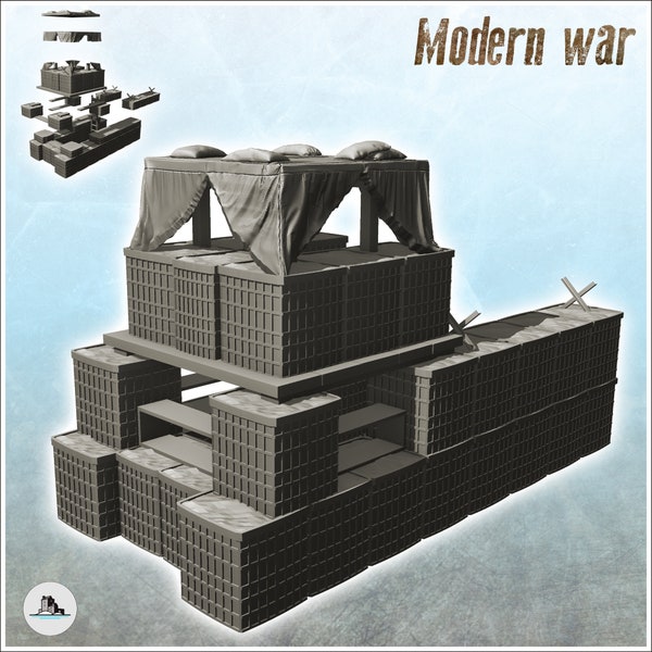 Fortified shooting range with hesco and wire - STL 3D Printing Printer Miniatures Tabletop Cold Era Modern Warfare Conflict World War 3