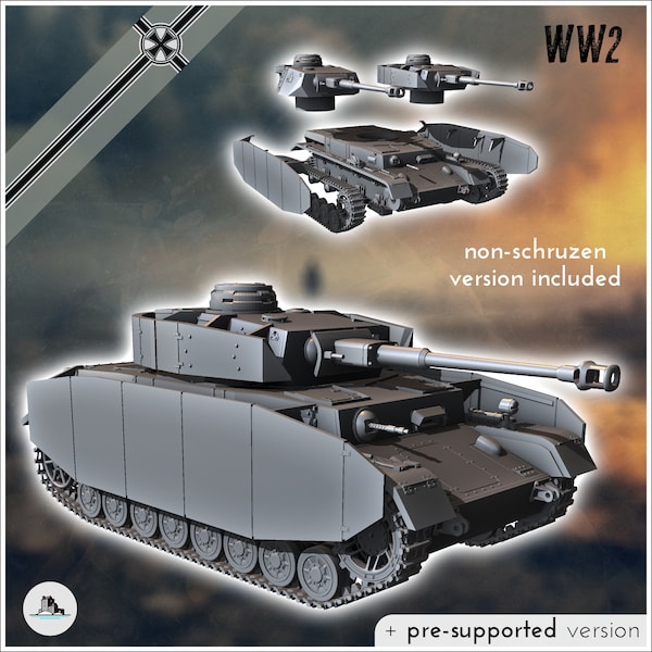 Panzer IV Ausf. H - STL 3D Printing World War Two Second German tank Germany Konlfikt 47