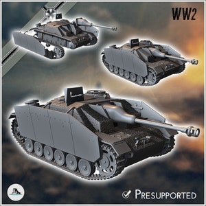 Sturmgeschutz StuG III Ausf. G 1944 Sturmi late production - STL 3D Printing World War Two Second German tank Germany Konlfikt 47