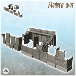 Set of concrete block, fence and barrier - STL 3D Printing Printer Miniatures Tabletop Cold Era Modern Warfare Conflict World War 3