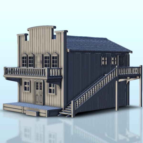 Wild West house with stair 8 - STL 3D Printing