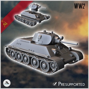 T-34 76 M1940 Model 1940 (T-34/76A) with front headlight - STL 3D Printing World War Two Second USSR tank Russia Konlfikt 47