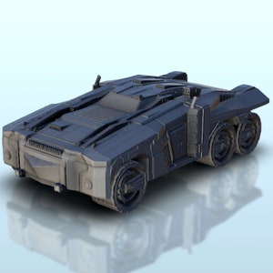 Enorme vehículo SF sobre 6 ruedas - STL 3D print Post-apocalipsis SF Sci-Fi Cyberpunk Future Space Cyborg
