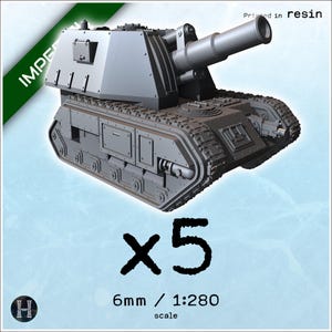 Imperial artillery vehicle (heavy mortar version) x5 - Resin-printed 1/280 6mm Grimdark SciFi Epic Science-Fiction Proxy Armageddon mini