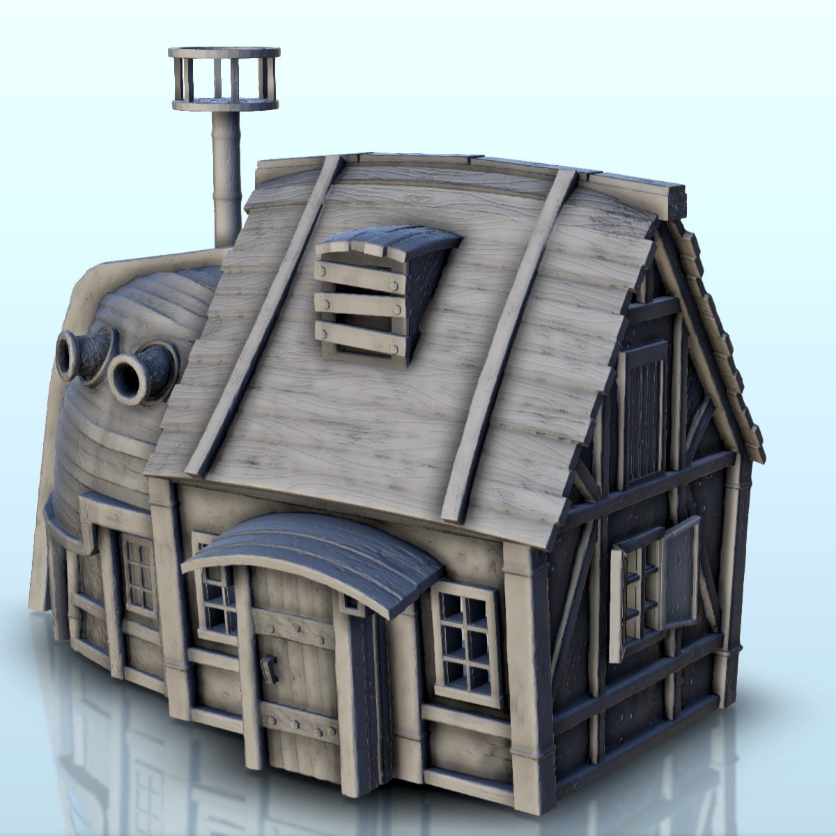Pirate house with wooden mast (5) - STL 3D Printing Pirate Jungle Island Beach Piracy Caribbean Medieval