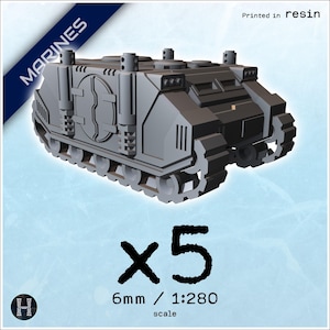 Marines APC armored transport tank x5 (standard) - Resin-printed 1/280 6mm Grimdark SciFi Epic Science-Fiction Proxy Armageddon