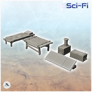 Set of post-apocalyptic metal furniture (2) - Scenery Scifi Science fiction SF