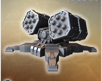 Double model launcher turret 3 (+ supported version) - STL 3D Printing Science Fiction Future Space