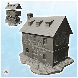 House with floor 13 - STL 3D Printing scenery terrain architecture Bolt Action Flames of War
