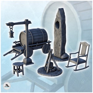 Scandinavian outdoor and camping accessories (set of 6 items) - STL Impression 3D Modèle Imprimante Médiéval Féodal Historique Saga D&D