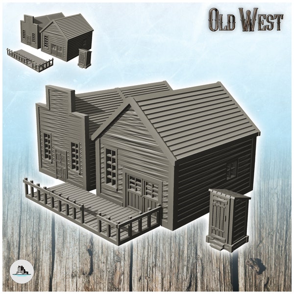 Set of western houses with toilet cabins (13) - STL Impression 3D Cowboy USA America ACW American Civil War History Historical