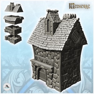 Medieval house with exposed beams and stones (27) - STL 3D Print Dark Gothic Feudal Old Saga DnD Mini Arkham RPG Frostgrave Malifaux DBA