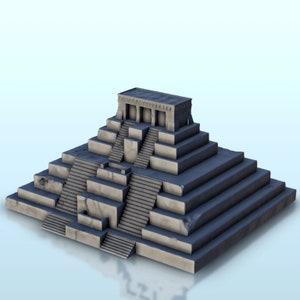 Large mesoamerican pyramid with stairways 1 - STL 3D Printing Age Inca Maya Angkor Tropical City Skinks Dark 28mm 32mm 6mm Fantasy Model