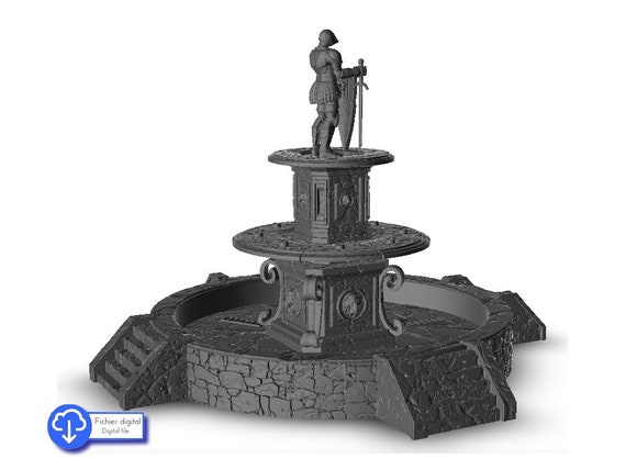Fountain With Statue STL 3D Printing Scenery Terrain Architecture Bolt  Action Flames of War - Etsy