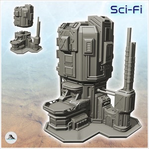 Sci-Fi industrial structure with chimney and energy blocks (17) - Scenery Scifi Science fiction SF