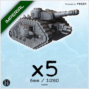 Imperial heavy tank (standard canon) x5 - Resin-printed 1/280 6mm Grimdark SciFi Epic Science-Fiction Proxy Armageddon