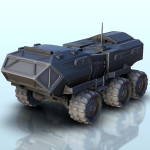 Vehículo SF todoterreno de 13 ruedas - STL 3D Print Post Apocalypse SF Sci-Fi Cyberpunk Future Space Cyborg