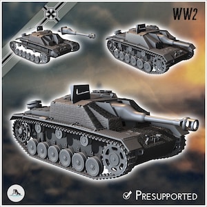 Sturmhaubitze StuH 42 Ausf. G 1944 (Sd.Kfz. 142-2) - STL 3D Printing World War Two Second German tank Germany Konlfikt 47