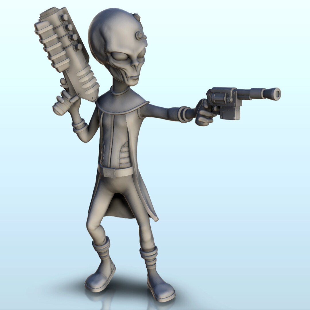 Alien Soldier With Revolver (30) (+ Pre-supported Version & Base) - STL ...