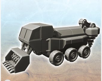 Futuristic mining truck with shovel and drill (2) - STL 3D Printing Science Fiction Future Space