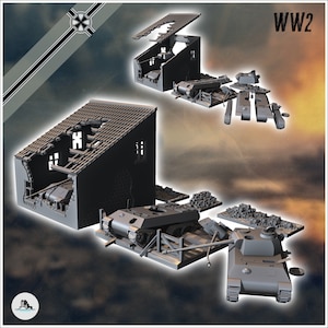 Set of three destroyed Panzer V Panther Ausf. A tank carcasses - STL 3D Printing World War Two Second German tank Germany Konlfikt 47