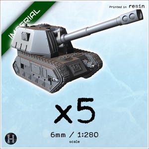 Imperial artillery vehicle (Earthshaker version) x5 - Resin-printed 1/280 6mm Grimdark SciFi Epic Science-Fiction Proxy Armageddon miniature