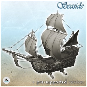 Navire voilier Caravelle (3) - Pirate Jungle Island Beach Piracy Caraïbes terrain médiéval  STL 3D impression modèle imprimante SLA FDM