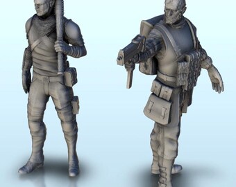 Set of two mercenaries 13 (+ supported versions) - STL 3D Printing Modern Warfare Contemporary Armies Bolt Flames