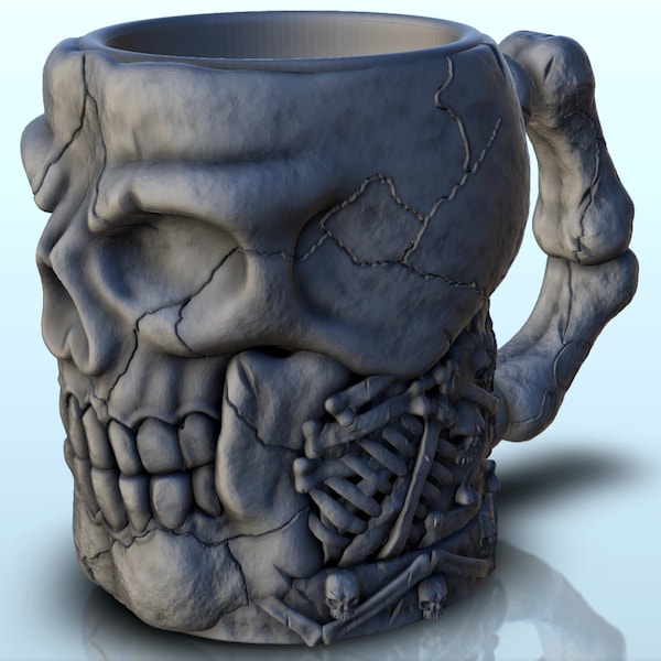 Skull and bones dice mug (2) - 3D STL Printing Print Model Digital SLA FDM Skeleton Fantasy Wargaming