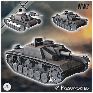 Sturmhaubitze StuH 42 Ausf. G 1943 (Sd.Kfz. 142-2) - STL 3D Printing World War Two Second German tank Germany Konlfikt 47