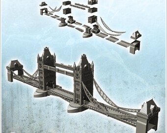 Tower Bridge over the Thames (London, United King STL 3D Printing Printer  Miniatures Tabletop Cold Era Modern Warfare Conflict World War