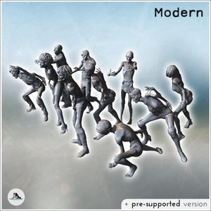 Set of ten post-apocalyptic mutant-infected zombies (1) - STL 3D Printing SF Futuristic Futur Post apocalypse Postapo Cyberpunk Cyber Zombie