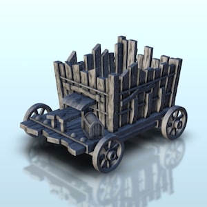 Wooden cart on wheels with barrels 1 - STL 3D Printing scenery terrain architecture Hobbit LOTR resin SLA Fdm model Fantasy