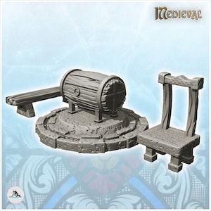 Interior accessory set with barrel (1) - STL 3D Printing Print Medieval Gothic Feudal Old Saga DnD Mini