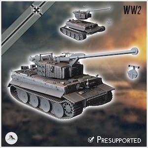Panzer VI Tiger Ausf. E Bergetiger heavy engineering tank - STL 3D Printing World War Two Second German tank Germany Konlfikt 47