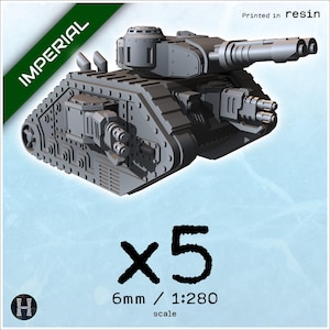 Imperial heavy tank (Twinlaser canon) x5 - Resin-printed 1/280 6mm Grimdark SciFi Epic Science-Fiction Proxy Armageddon