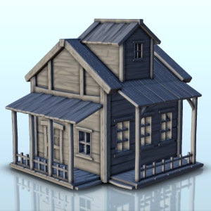 Western house with terraces and roof window (3) - Wild West STL 3D Printing