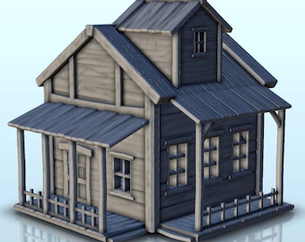 Western house with terraces and roof window (3) - Wild West STL 3D Printing